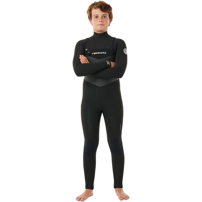 2024 Rip Curl Junior Dawn Patrol 4/3mm Chest Zip Wetsuit 13ZBFS - Black / Multi